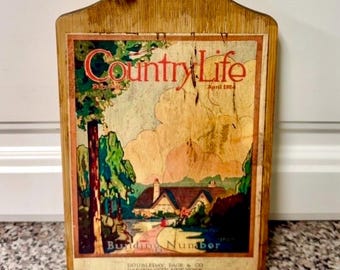 Vintage Retro Style Handcrafted Cutting Board “Country Life Cottage” Decorative Only