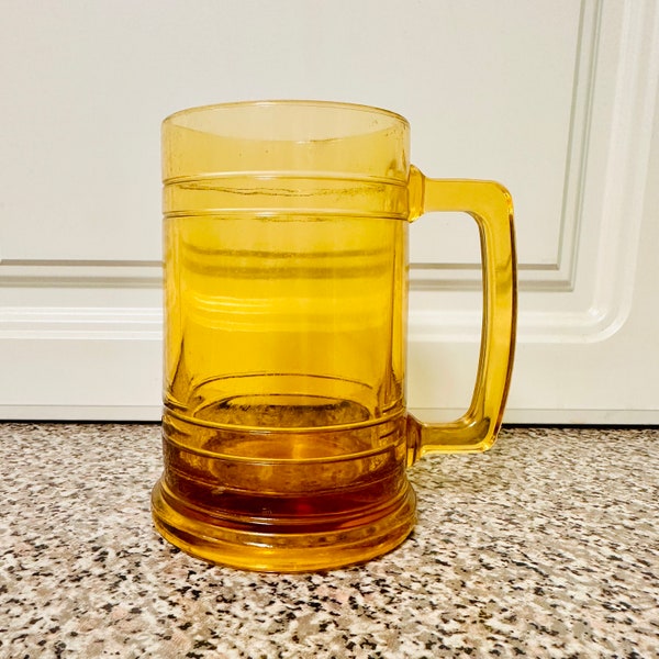 Mid Century Modern Amber Beer Stein | Vintage Beer Stein | Grandpa Core | Goblin core | Hazel Atlas Beer Stein | Amber Glass Tankard