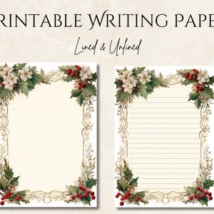 Printable Writing Paper, Christmas Paper, Digital Download, Christmas Letter, Letter Paper, Digital Writing Paper, Christmas Writing Set
