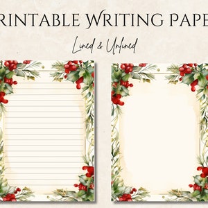 Printable Writing Paper, Christmas Paper, Digital Download, Christmas Decor, Letter Paper, Digital Writing Paper, Christmas Writing Set
