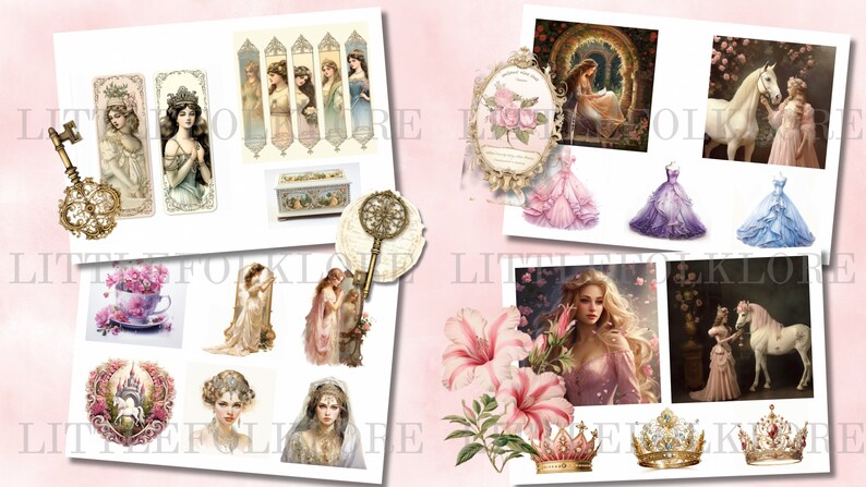 Vintage Princess Junk Journal Kit: Printable Ephemera, Bookmarks ...