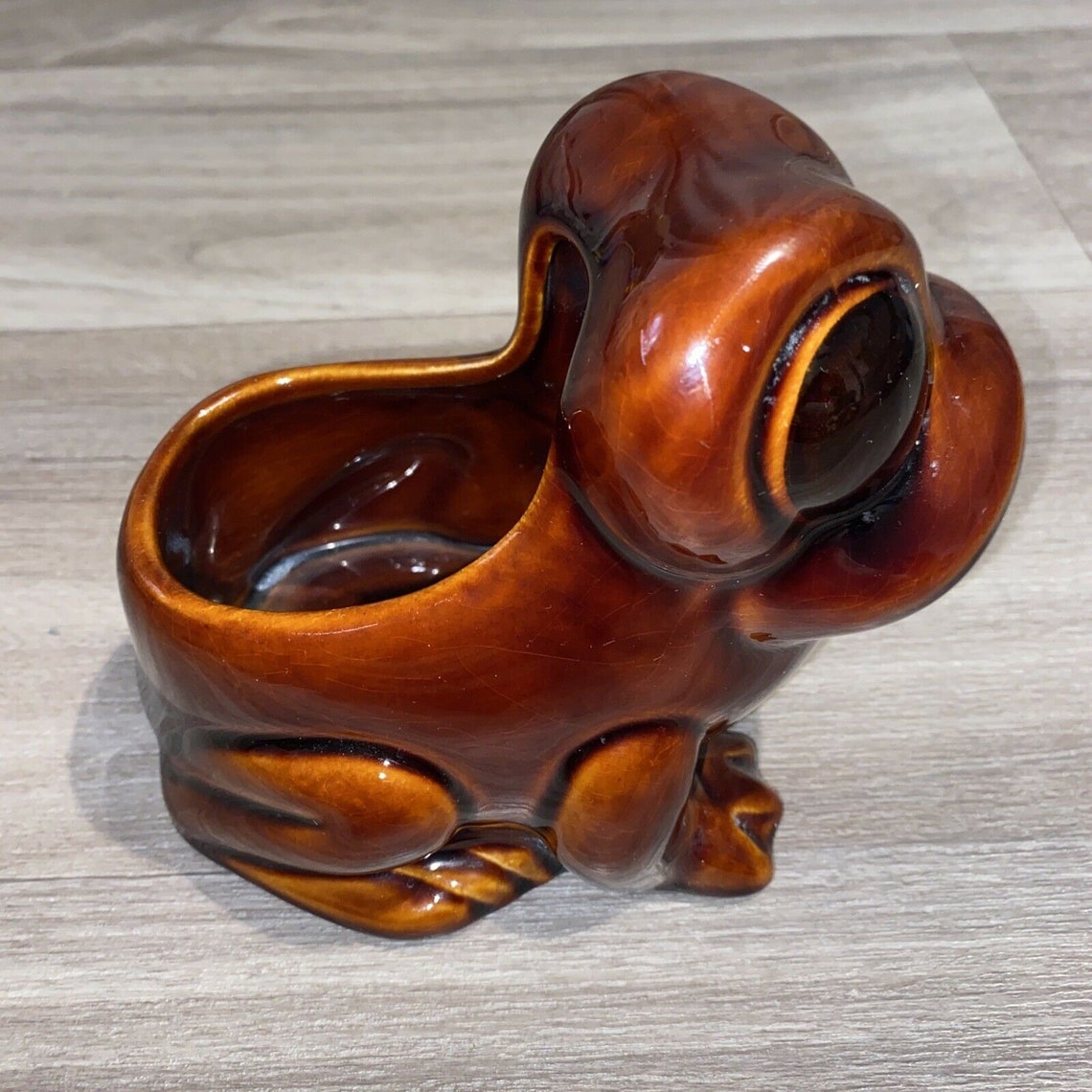 Vintage Denmead Pottery England Brown Frog Toad Planter Pot Etsy