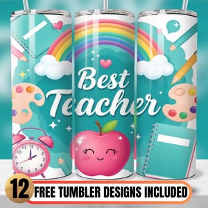 Teacher Appreciation Tumbler Wrap for Best Teacher, Educator 20oz Skinny Tumbler Sublimation Design, Teacher Gift Tumbler Wrap PNG