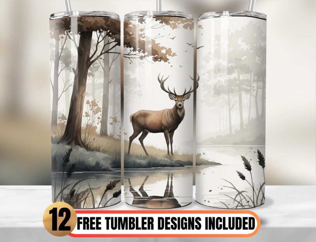 Deer 20oz Skinny Tumbler Sublimation Design, Tumbler Wrap for Nature ...