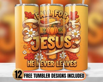 Fall for Jesus-tumblersjal, kristen sublimeringsdesign (PNG)
