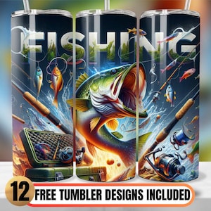 Fishing Life Design Tumbler Wrap, Fisherman 20oz Skinny Tumbler Sublimation Design, Fishing Tumbler Wrap PNG, Bass Fishing Sublimation