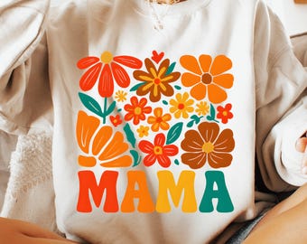 Floral Mama PNG, Retro Mother's Day Shirt Design (Digital Download)