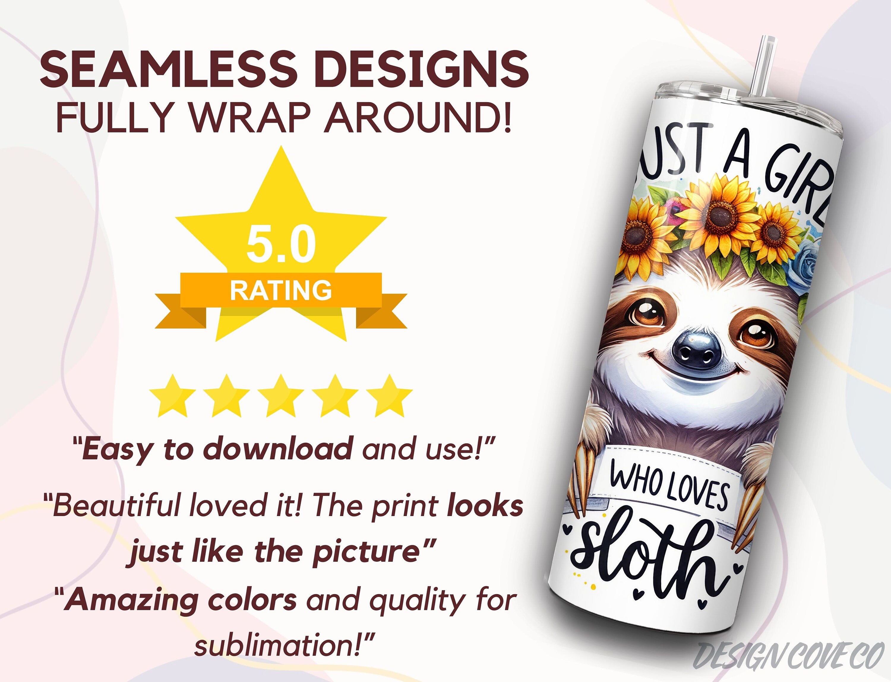 Sloth Sunflower Tumbler Wrap, Just a Girl Who Loves Sloths (PNG) - Etsy