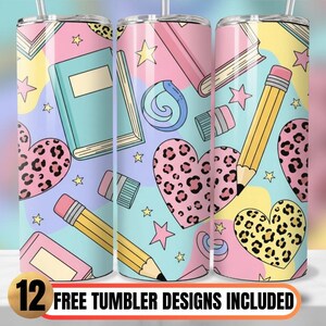 School Supplies Tumbler Wrap for Students, Back to School 20oz Skinny Tumbler Sublimation Design, School Tumbler Wrap PNG, Student Design