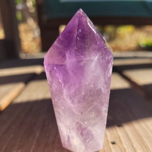 Amethyst Polished Tower - Point - Anxiety - Clarity - Energy Stone Point - Gift Tower Ideas - Crystal Grid Generators - Anti Stress Crystal