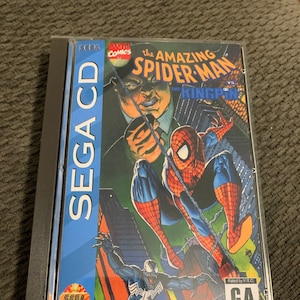 アメイジング スパイダーマン vs キングピン、セガ CD、インサートとフォーム付きカスタム ケース、説明をお読みください。