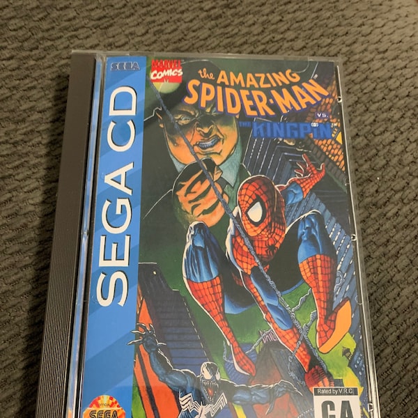 The Amazing Spider-Man vs Kingpin, Sega CD, custom case w/inserts & foam READ Description!