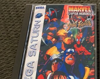 Marvel Super Heroes vs. Street Fighter, Sega Saturn, custom case w/inserts & foam READ Description!