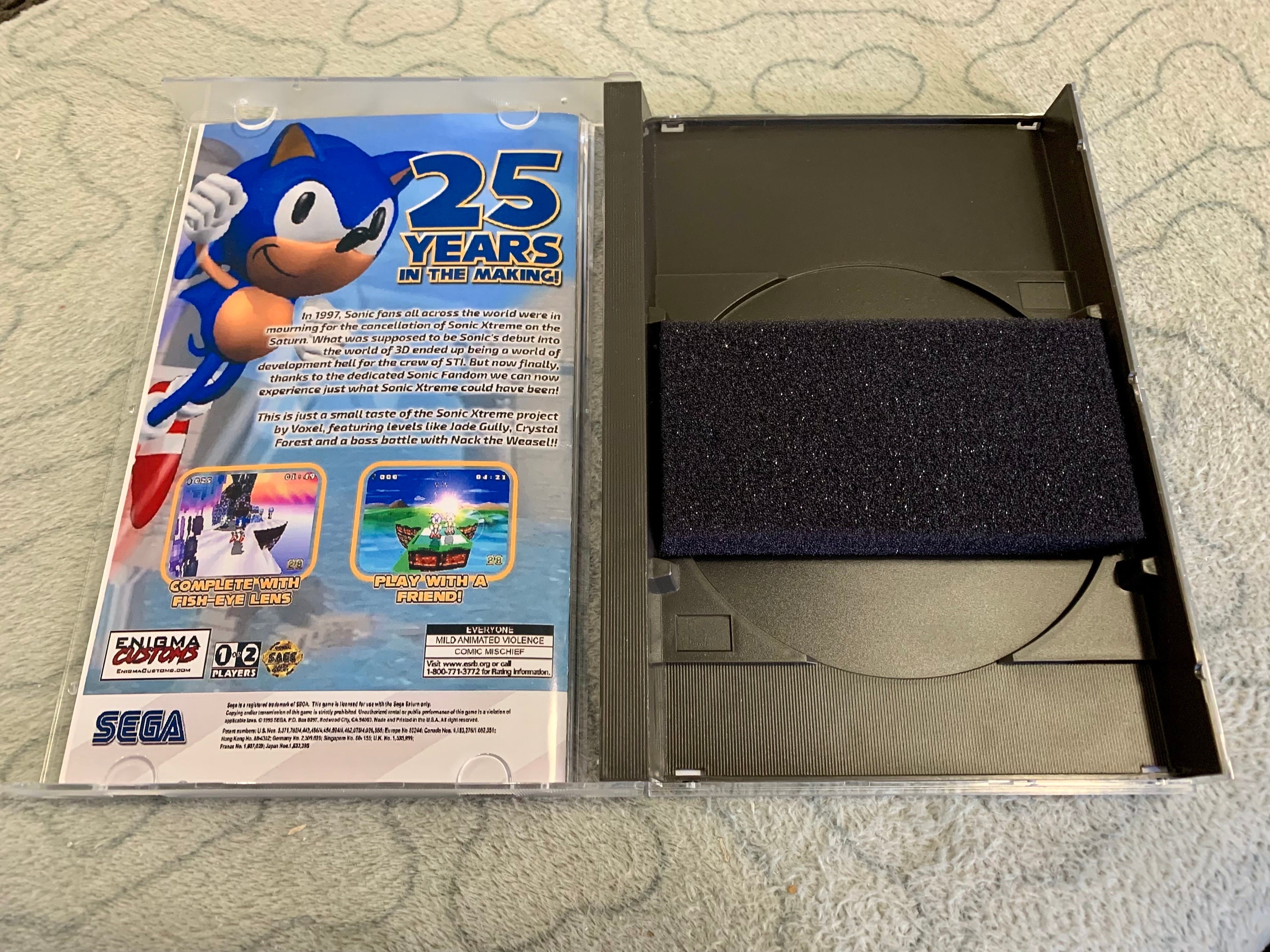 Sonic Xtreme, Sega Saturn, Custom Case W/inserts & Foam READ
