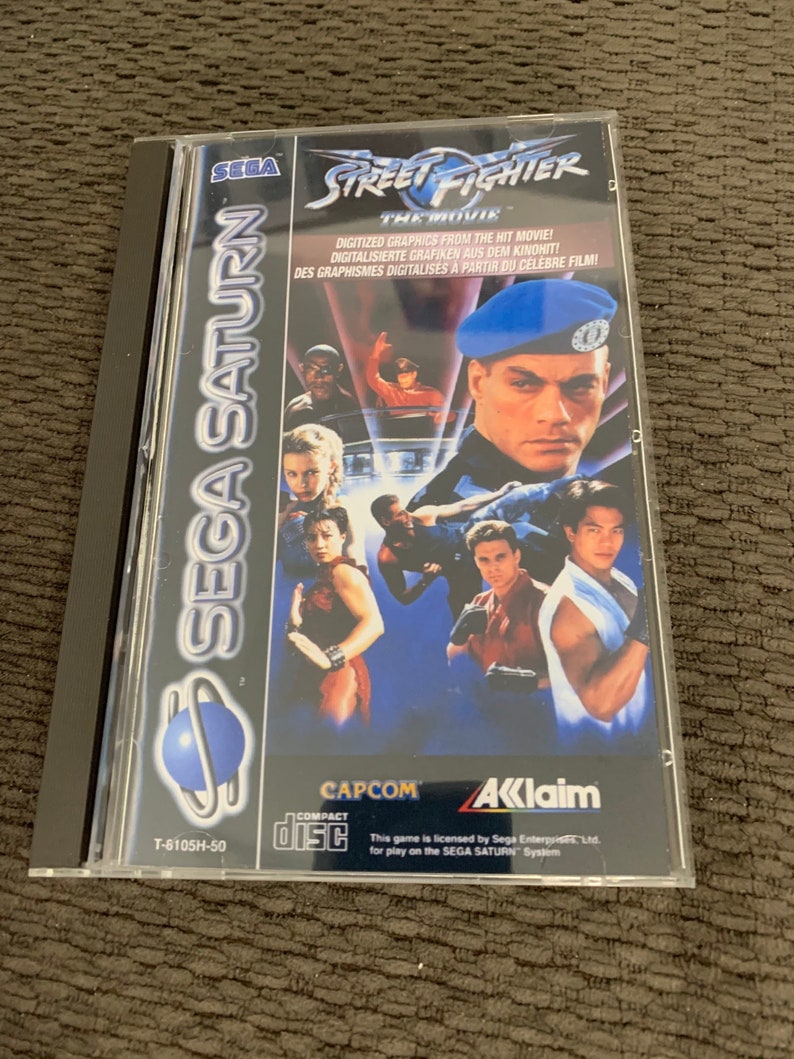 Street Fighter the movie, Sega Saturn PAL, custom case w/inserts & foam READ Description image 1