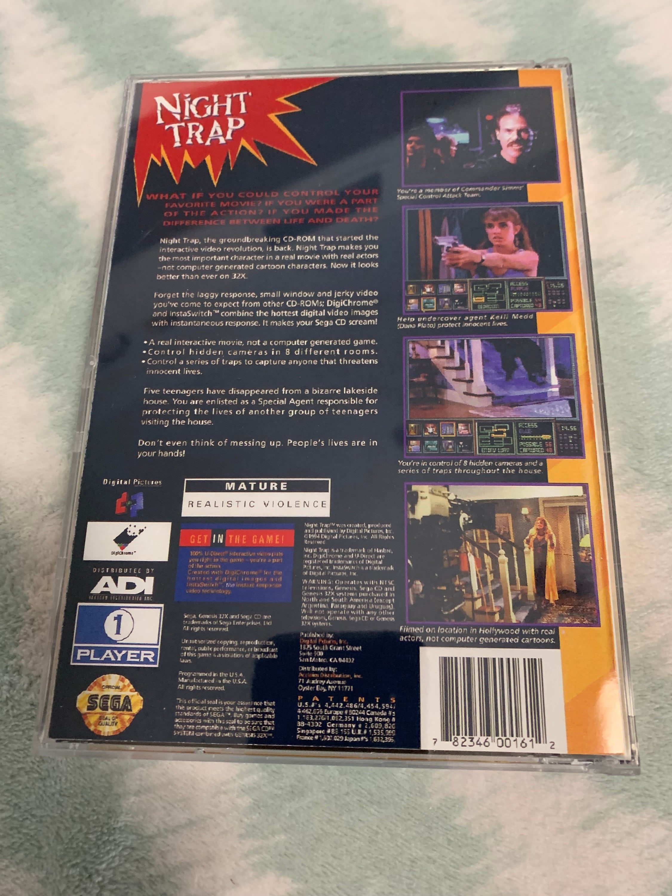 Night Trap Sega CD 32X, Custom Case W/inserts, Foam & Sleeve READ