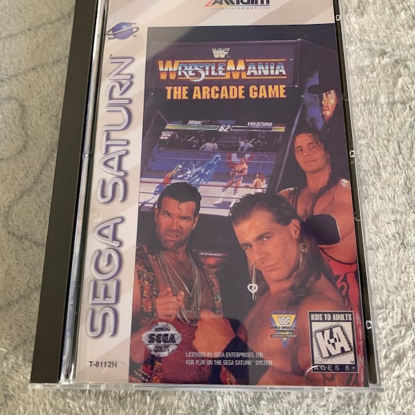 Wrestlemania the arcade game, Sega Saturn, custom case w/inserts & foam, FREE shipping! READ Description!