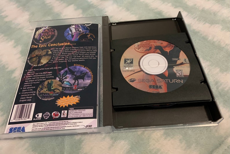 Panzer Dragoon Saga, Sega Saturn, custom case w/inserts, foam & CD sleeves READ Description image 6