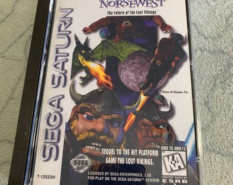 Norse by Norsewest The return of the Lost Vikings, Sega Saturn, custom case w/inserts & foam READ Description!