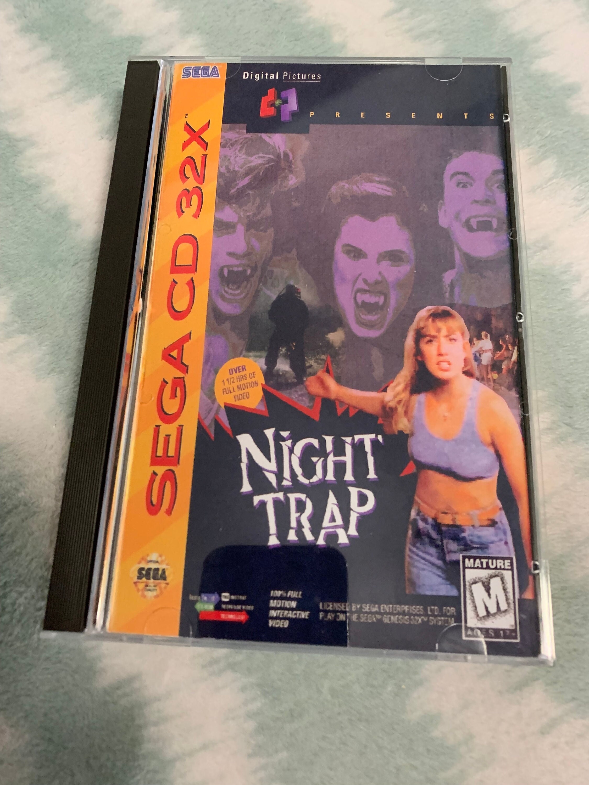 Night Trap Sega CD 32X, Custom Case W/inserts, Foam & Sleeve