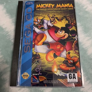 Mickey Mania, Sega CD, custom case w/inserts & foam READ Description!