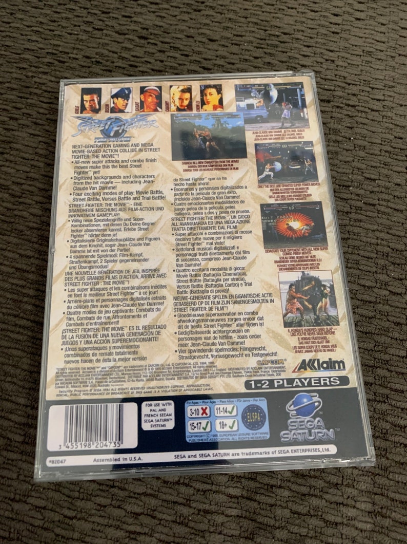 Street Fighter the movie, Sega Saturn PAL, custom case w/inserts & foam READ Description image 2