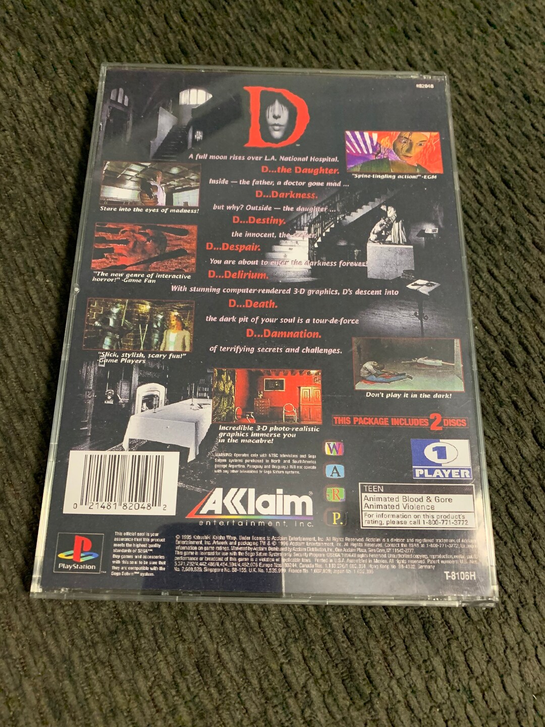 D, Playstation 1 Long Box, Rear Insert Reprint READ Description! - Etsy