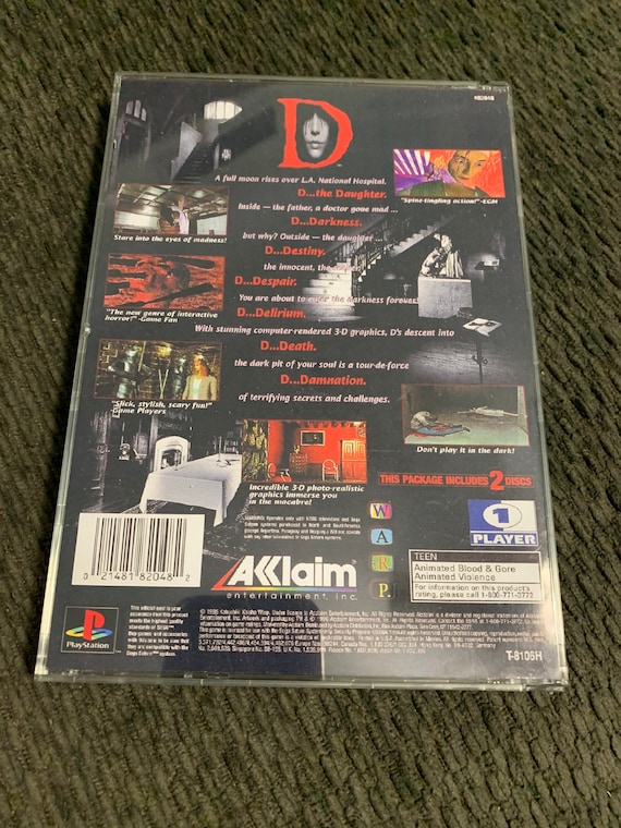 D, Playstation 1 Long Box, Rear Insert Reprint READ