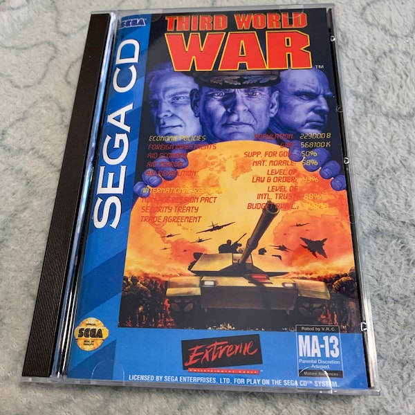 Third World War, Sega CD, custom case w/inserts & foam READ Description!