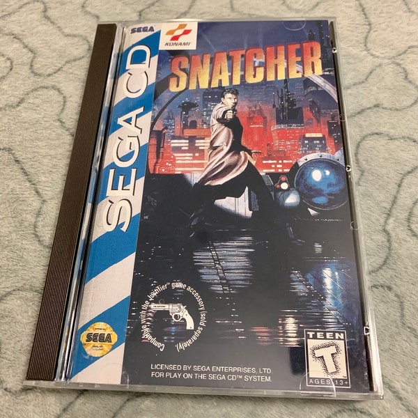 Snatcher, Sega CD, custom case w/inserts & foam READ Description!