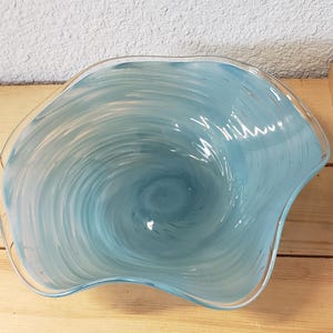 Vintage Hand Blown Blue Glass Bowl Signed by Tollefsen and Company #52/90 1996 Limited Edition Art Glass