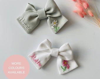 Personalized Hair Bow for Girls, Name Embroidered Hair Clip, Baby Hair Clips, Personalized Hair Clip, Toddler Bows with Name, Baby Headband