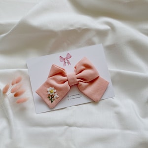 Linen Hair Bows for Girls, Flower Baby Headbands, Flower Hair Clips, Set of 3 Hair Bows, Hair Clips Set for Baby, Toddler Hair Clip