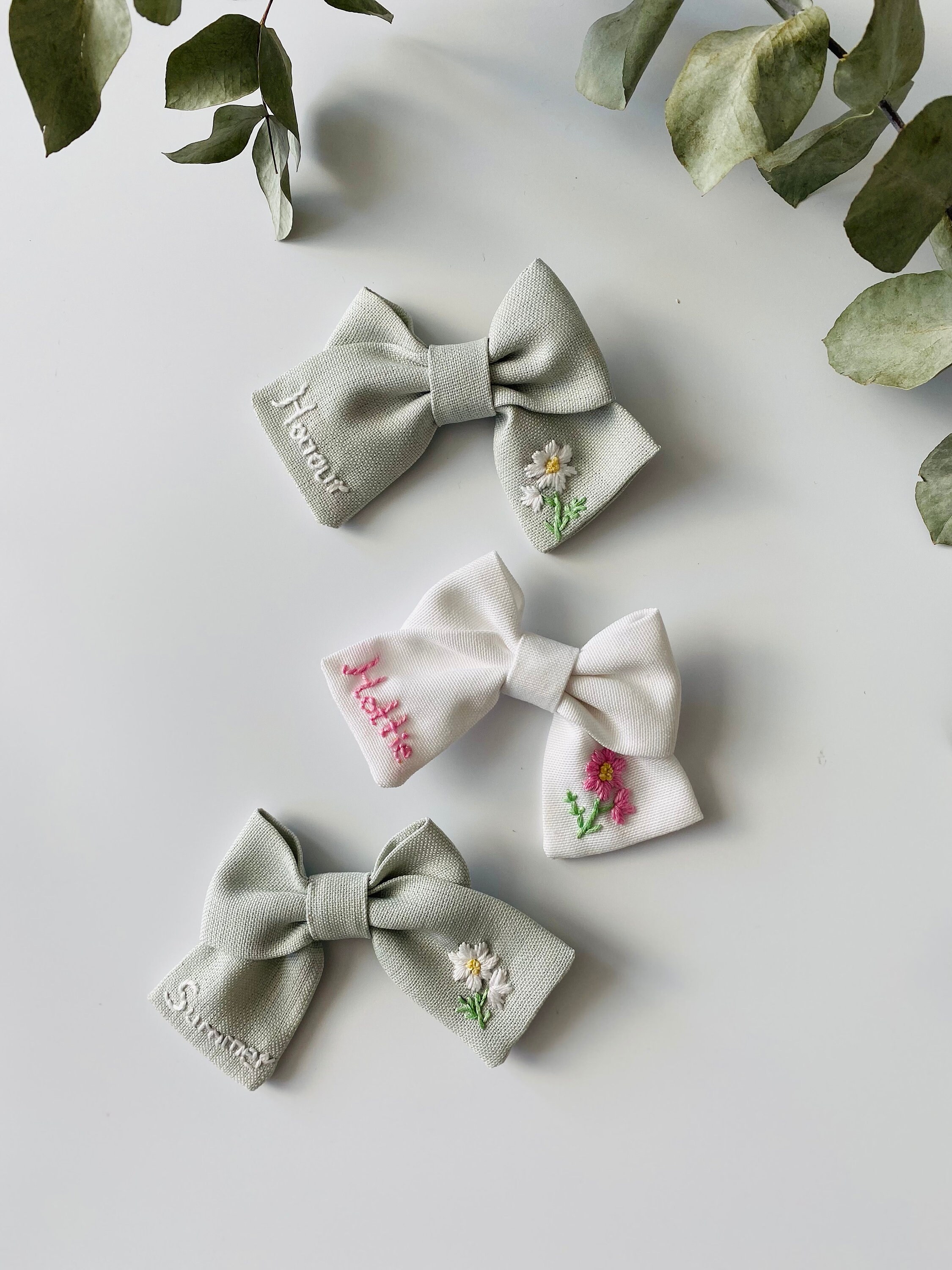 🎁Buy 2 FREE SHIPPING🎁|Personalized Hair Bow for Girls, Name Embroidered Hair Clip, Baby Hair Clips, Toddler Bows with Name