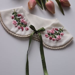 Embroidered Peter Pan Collar, Detachable Collar for Girls, Removeable White Collar, Kids Removable Collar, Bib Collar, Girls Frill Collar image 1