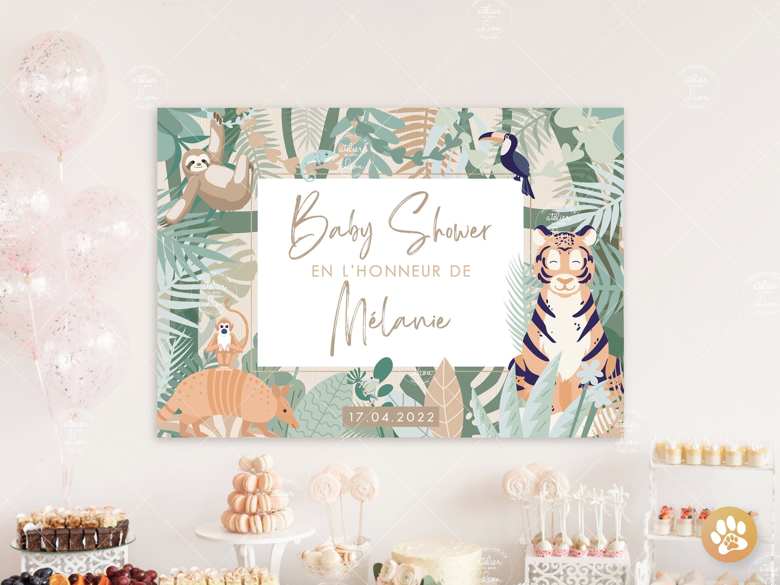 Affiche Personnalisée Baby Shower, Baptême, Anniversaire, Gender Reveal, Affiche Bienvenue, Thème Ju