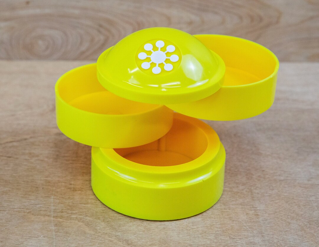 Small Items Organizer Yellow Storage Container 3 Tier Jewelry Box Small items organizer yellow storage container 3 tier jewelry box