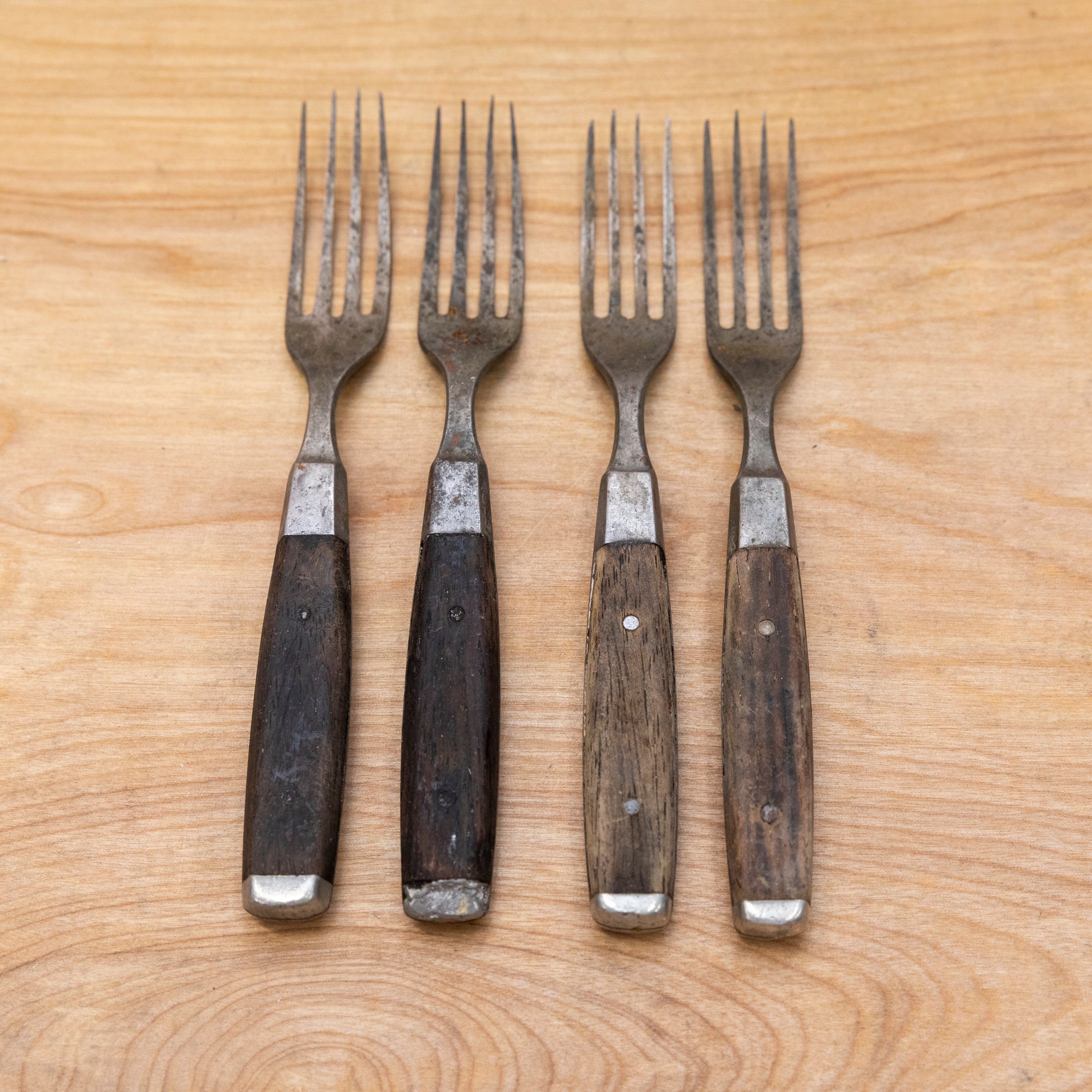 Antique Universal L.F.&C. Vintage 4 Dinner Forks Early Wood Etsy