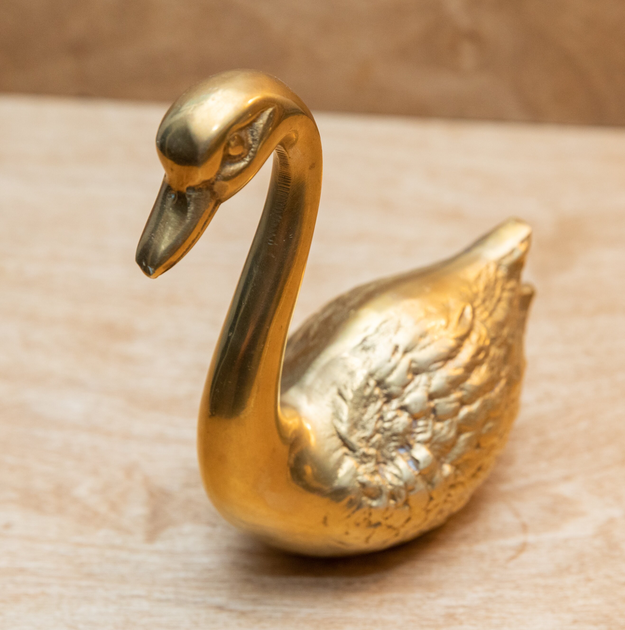 Vintage Brass Figurine Brass Table Decor Swan Brass Etsy