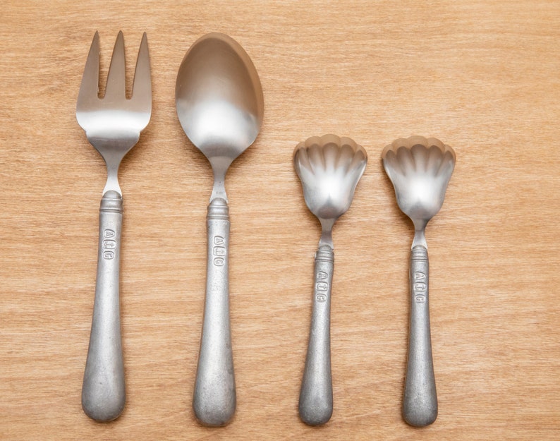 Set of 4 Antique Pewter Gorham Flatware Date Code Appears Late 1800s