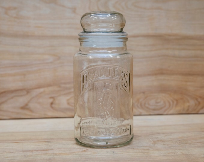 Vintage 1981 75th Anniversary Planters Mr. Peanut Glass Jar Etsy