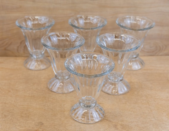 Vintage Ice Cream Glass, Tall Ice Cream Parlor, Libbey Sundae Glasses, Heavy Glass Scalloped Edges, Vintage Libbey Glassware, Set of 6