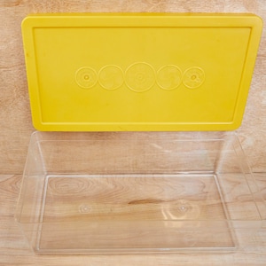 Clear Shoebox with Yellow Lid, Clear Retro Shoebox Storage, Arts Crafts Storage Bin, Retro Design Yellow Lid, Wil-hold Storage Container