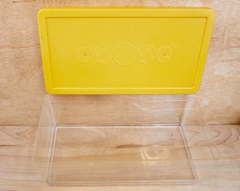 Clear Shoebox with Yellow Lid, Clear Retro Shoebox Storage, Arts Crafts Storage Bin, Retro Design Yellow Lid, Wil-hold Storage Container