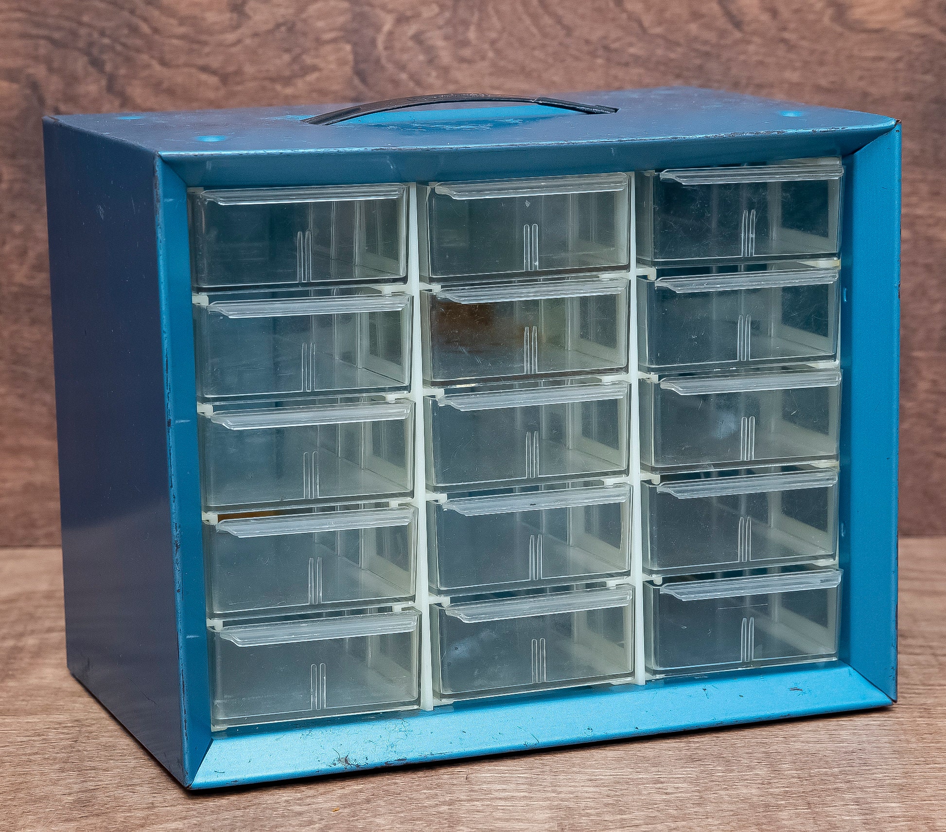Vintage Akro-Mills 15 Drawer Metal Storage Cabinet Parts Nuts & Bolts  Organizer