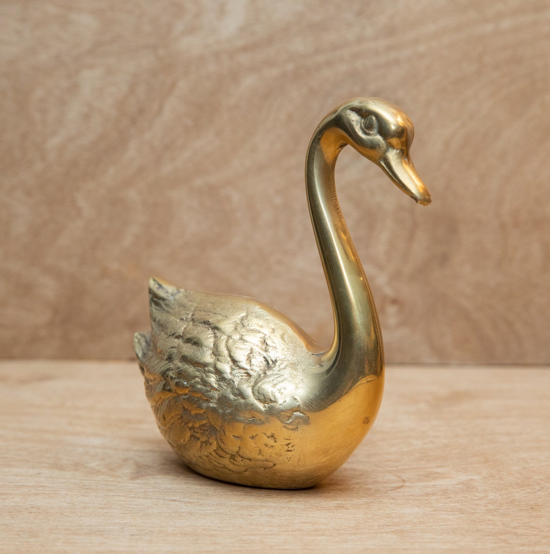 Vintage Brass Figurine Brass Table Decor Swan Brass Etsy