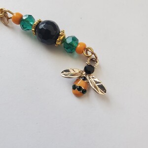 Bee Charm, Tiny Rhinestone Bee Purse Charm, Honeybee Zipper Pull, Bee Journal Charm, Bee Lover Gift, Bee Accessory Gift for Mom, Beekeeper