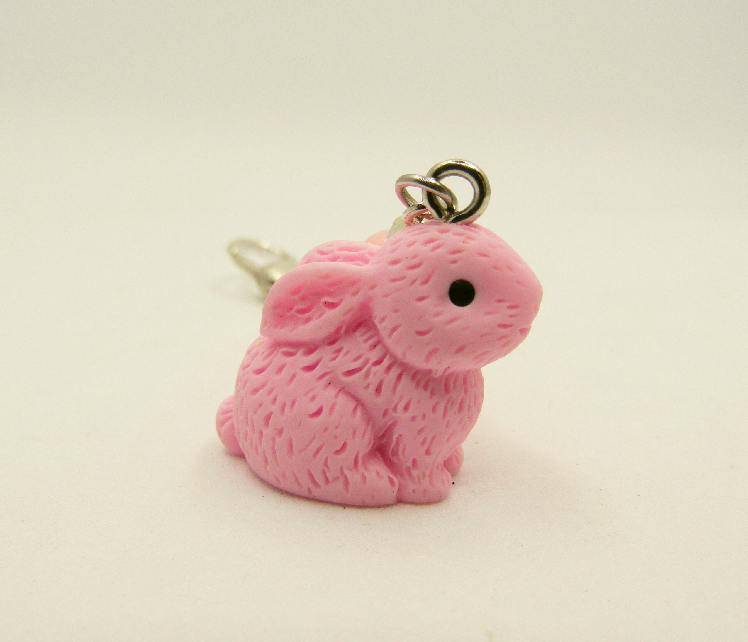 Kawaii Bunny Phone Charm Cute Pastel Pink Keychain Kawaii Cute