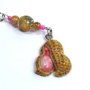 Peanut Food Charm, Fun Food Purse Charm, Peanut Accessory, Fun Food Gift