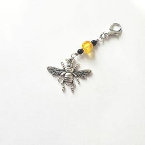 Bee Charm, Silver Bee Purse Charm, Honeybee Zipper Pull, Bee Journal Charm, Bee Lover Gift, Bee Accessory Gift for Mom, Beekeeper